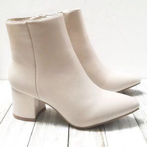 New Ivory Beige Point Toe Ankle Boots Booties